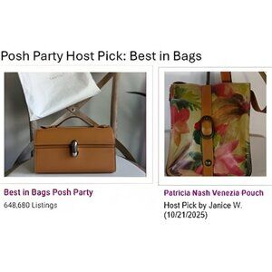 Patricia Nash Venezia Pouch Leather Canvas Floral Tote Posh Party Host Pick VGUC
